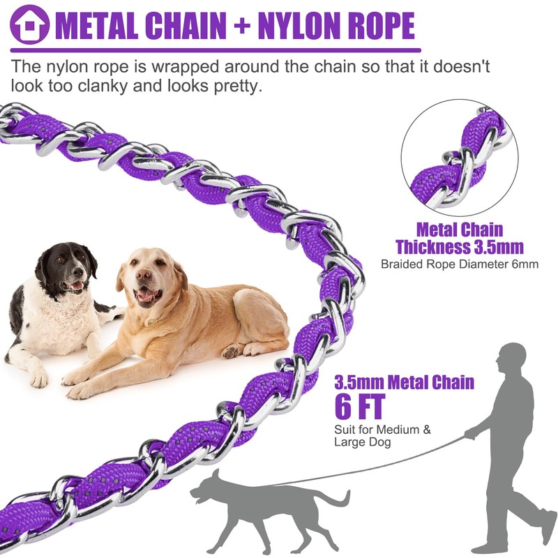 HOMIMP Chew Proof Dog Leash for Medium Large Dogs, Reflective