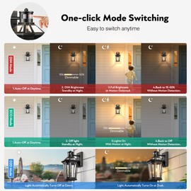 VIANIS Motion Sensor Outdoor Wall Lantern, Black Waterproof Dusk to Dawn LED Exterior Wall Sconce, Anti-Rust Aluminum Modern Outdoor Lights Fixtures Wall Mount for Porch, Entryway, Garage, Front Door