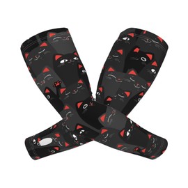 CVFGHJOKC Black And Grey Cats Cooling Arm Sleeves For Men & Women Sunscreen Arm Cover With Thumb Holes For Gardening Outdoors Sports Workouts