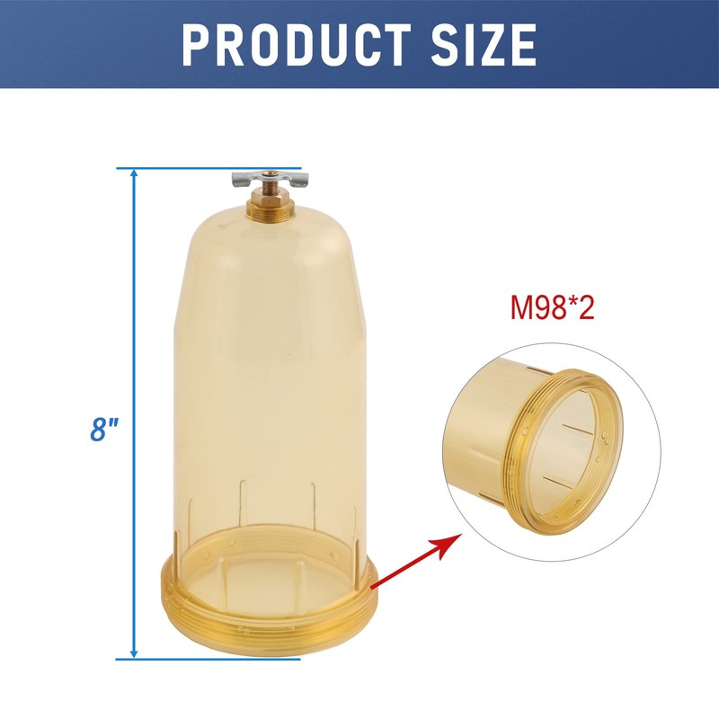 DICMIC 495-4 Fuel Tank Filter Bowl Replacement for Gasoline and