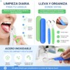 Limpiador de Lengua, 2 de Acero Inoxidable con Estuches (Azul;