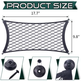 JINGKE 2 Pcs Small Cargo Net Pocket Elastic Mesh Netting Car Mesh Pouch with Screws and Hooks for Trunk RV Boats Home Cargo Storage (17.7'' x 9.8'')