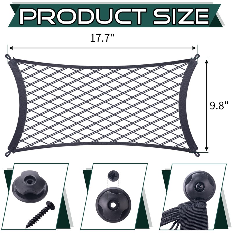 JINGKE 2 Pcs Small Cargo Net Pocket Elastic Mesh Netting