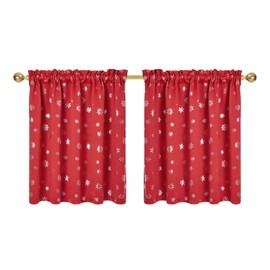 Deconovo Short Blackout Curtains, 2 Panels Kitchen Curtain Set for Small Windows, Oeko-TEX Certified, Ideal for Christmas and Everyday Use, Christmas, W42 x L30