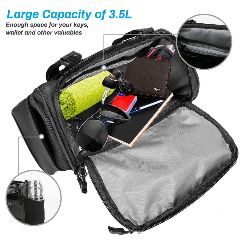 CestMall 3.5L Bicycle Handlebar Bag with Removable Shoulder Strap Bicycle