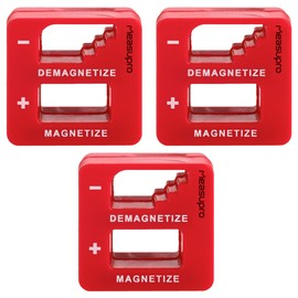 MeasuPro Demagnetizer and Magnetizer - Red - 3 Pack - for Screwdrivers Tips, Bits, and Small Tools, Large or Big Screws, Drills, Drill Bits, Sockets, Nuts, Bolts, Nails and Precision Construction