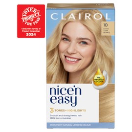 Clairol Nice'n Easy Crème, Natural Looking Oil Infused Permanent Hair Dye, 10 Extra Light Blonde