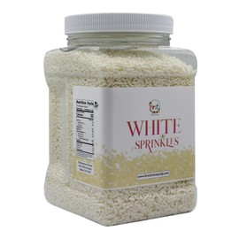 Decorating Sprinkles By FirstChoiceCandy- 2 LB - Colorful Jimmies Great For Topping for Bakery, Ice Cream, and Confectionary - Kosher Sprinkles In a Resealable Container (White)