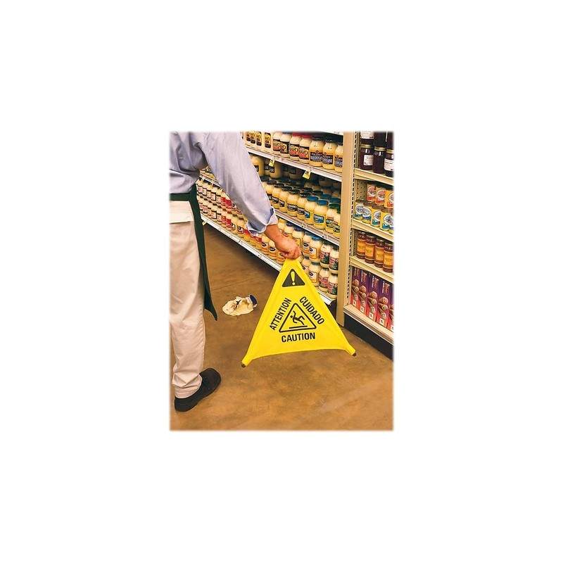 Rubbermaid Commercial Products Multilingual "Wet Floor" Pop-Up Floor Cone, 30-Inch,