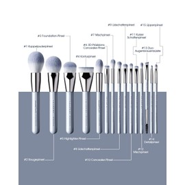EIGSHOW Make Up Brush Set, 15 Pieces Professional Cosmetic Brush Set, Foundation Powder Concealers Eyeshadow Makeup for Face, Makeup Brush Kit (Light Blue)