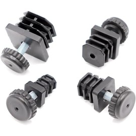 Threaded Plug Insert Socket for Square Tube with Adjustable Foot Screw Base, Square, Plastic, Black (2, 30 x 30 mm)