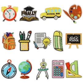 Gythara 28 pcs 14 Styles School Theme Acrylic Charms Clock Pencil Compass Ruler Globe Book Bus Charms for DIY Jewelry Bracelet Necklace Earring Keychain Craft Decor
