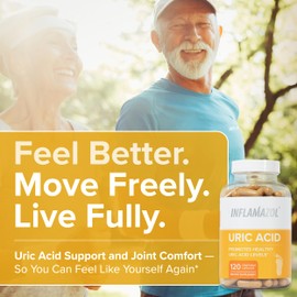 Inflamazol Uric Acid Cleanse – Premium Uric Acid Flush with Tart Cherry, Turmeric & Celery Seed for Joint & Uric Acid Support – Joint Supplements for Men & Women – 120 Capsules