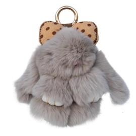 Yoncito Cute Bunnylulu Keychain for Woman: Bunny Plush Keychain Fuffy with Bow Decoration for Keys Bags Wallets