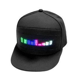 Programmable LED Hat APP Control Colorful LED Cap Removable Adjustable Size Cotton Ideal for Outdoor Parties (Black)