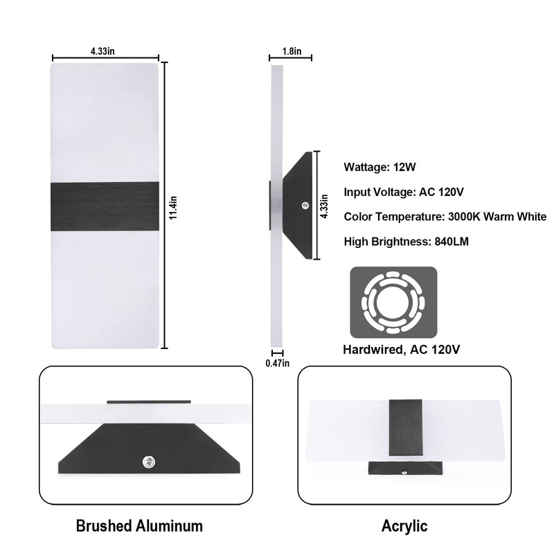 TRLIFE Dimmable LED Wall Sconces, Modern Wall Sconces Set of