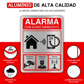 LEIASA Videoüberwachungsschild - 21 x 28 cm - Aluminium - Dicke 0,8 mm - Schild für Videoüberwachung - UV-Druck - Videoüberwachungsschild - Videoüberwachung zugelassen (Schild Videoüberwachung 21 x