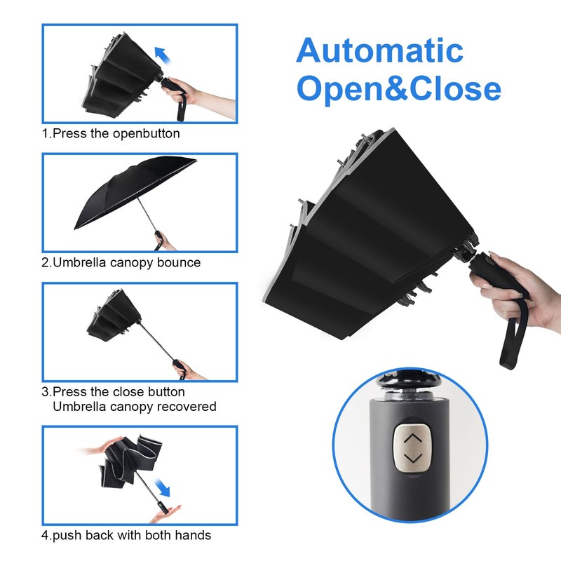 DAWNTREES Windproof Travel Umbrella,Automatic Opening And Closing,Compact, Sturdy, and Lightweight,Sun