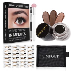 Eyebrow Stamp Stencil Kit for Beginner - Simpout Eye Brow Stamping Kit, Eyebrow Stamp Trio Kit, 29 Brow Stencils, Brow Eyebrow Kit with Sponge Applicator, Waterproof Eyebrow Kit (E06 Ebony)