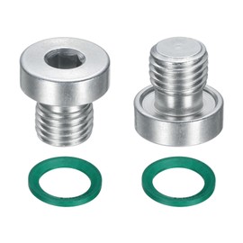 sourcing map 2Pcs M8x1 Inner Hex Head Pipe Fitting Plug, Universal Carbon Steel Thread Socket Plug with Green O-Ring for Terminate Pipe Ends or Replacement Drains