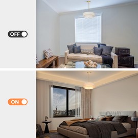 VONLUCE 4-Light Modern Chandeliers, 18" Chandeliers for Dining Room with 2-Layer Fabric Shade E26 Bases, Adjustable Swivel Joint Pendant Light Fixture for Bedroom Living Room Kitchen Hallway, Gold