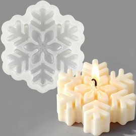 3D Snowflake Silicone Mold Christmas Candle Molds for Candle Making Supplies DIY Scented Candles Christmas Mold Winter Snowflake Decorations Soap Silicone Molds for Resin Plaster Crafts Home Decor