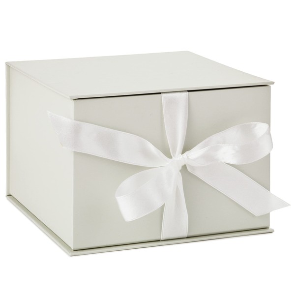 Hallmark 7" Large Gift Box with Lid and Shredded Paper Fill (Off-White) for Valentines Day, Weddings, Graduations, Birthdays, Baby Showers, Bridesmaids Gifts and More