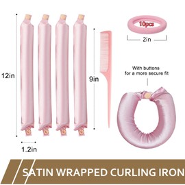 KUREYON Satin Heatless Hair Curler,4 Piece Set,Overnight Heatless Curls