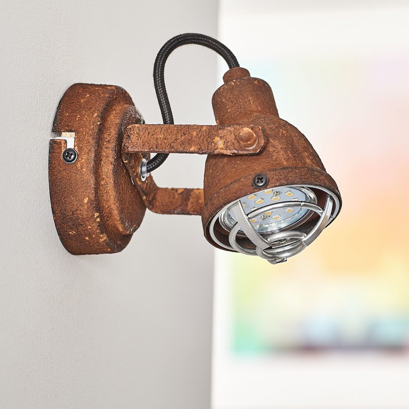 Lightbox Industrial Wall Spotlight in Vintage Look with Pivoting Head