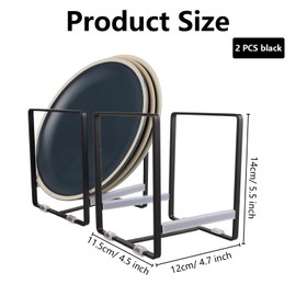 AKOLAFE 2 Stück Tellerhalter 14x12x11.5cm Tellerständer Abtropfgestell Geschirr Metall Teller Organizer Schrank Schwarz Aufbewahrung Organizer für Geschirr, Topfdecke
