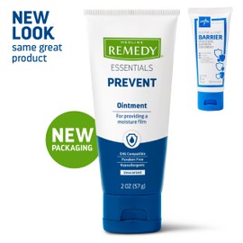 Medline Remedy Essentials Ointment (2 oz Tube), 12 Count, Unscented, Moisturizing Breathable Film, Aloe, Vitamins A, D & E, Soothing Incontinence Care for Adults, Hypoallergenic, Paraben Free