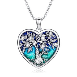 SELKAT Tree of Life Necklace for Women S925 Sterling Silver Mother Daughter Tree of Life Pendant Family Tree Jewelry Gift for Mother Wife - Mother and 1 Child