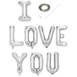 TuoYi 16 inch I Love You Letter Foil Balloons,Perfect for Romantic Valentine's Day Wedding Bridal Shower Anniversary Engagement Party Supplies
