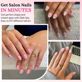 Qiek Extra Short Almond Fake Nail Tips, 15 Sizes 240 PCS Clear Half Matte Press On False Nail Tips Pre-shaped Full Cover Gel Nail Acrylic Soft Tip Extensions Thick Long Lasting for Home DIY Nail Salon