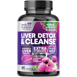 Gentle Liver Cleanse Detox & Repair Formula - Advanced Liver Support Supplement with Silymarin Milk Thistle, Dandelion Root, Artichoke Extract, Turmeric, Choline, & Beetroot - 60 Veggie Capsules