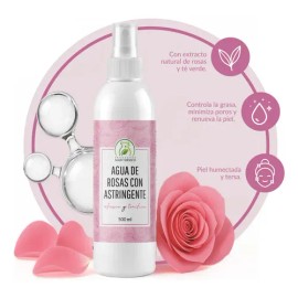 Agua de rosas astringente 500 ml | regula sebo día/noche todo tipo de piel