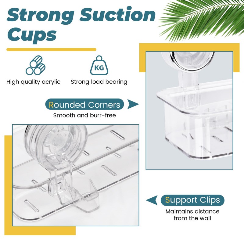 Sekonow Shower Caddy Suction Cup, Large Shower Organizer for Kitchen