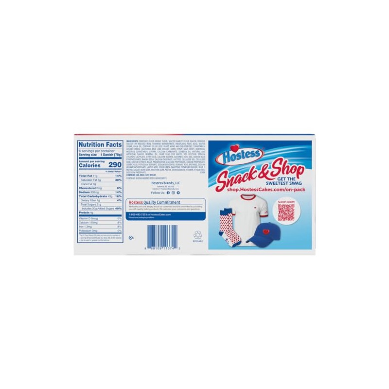 Hostess Bakery, Danish Cherry Cheese Bear Claw, 16.5 Oz