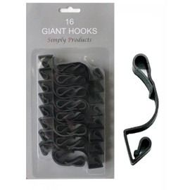 Simply Products 16 Giant Christmas Gutter Hooks Weatherproof Plastic for Hanging Outdoor Christmas String Lights, Fairy Lights or Rope Lights Gutter Clips - (Black)