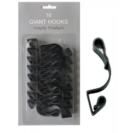 Simply Products 16 Giant Christmas Gutter Hooks Weatherproof Plastic for Hanging Outdoor Christmas String Lights, Fairy Lights or Rope Lights Gutter Clips - (Black)