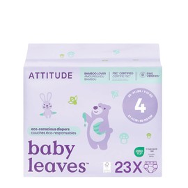 ATTITUDE Eco-Conscious Disposable Diapers, EWG Verified, Size 4 (20-31 lbs), Ultra Absorbent for Baby, Vegan & Plant-Based, 23 Count