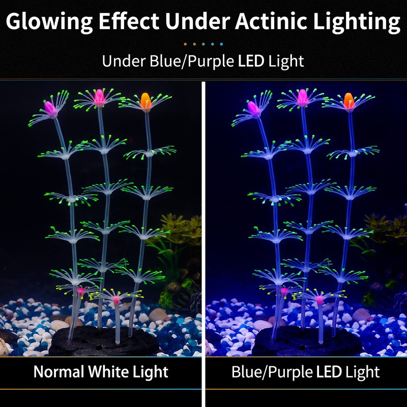 Uniclife Strip Coral Plant Ornament Glowing Effect Silicone Artificial Decoration