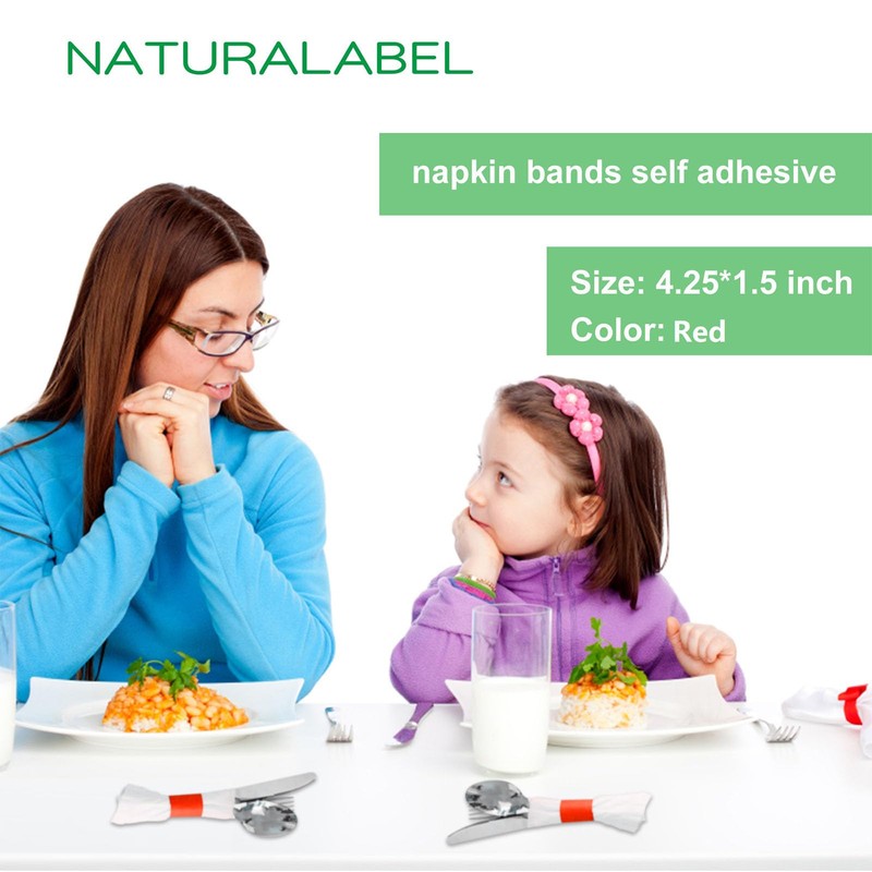 NATURALABEL 500 PCS Paper Napkin Rings with Box, Self-Adhesive Napkin
