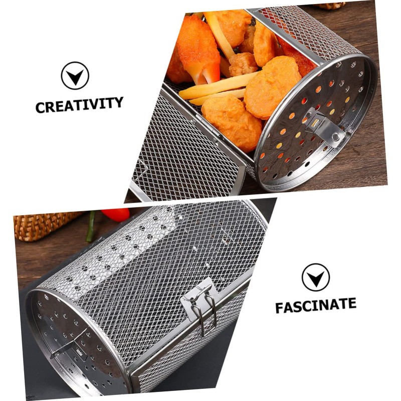 Mipcase Stainless Steel Rotisserie Grill Basket with Movable Door Versatile