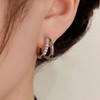 925 Sterling Silver Hoop Earrings with High-Carbon Diamond, Huggie Earrings