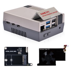 GeeekPi Game5Pi Case with M.2 NVMe PCIe Board N08 and Armor Lite V5 Active Cooler for Raspberry Pi 5, Support M.2 NVMe 2230/2242 SSD