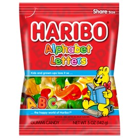 HARIBO Gummi Candy, Alphabet Letters, 5 oz. Bag (Pack of 12)