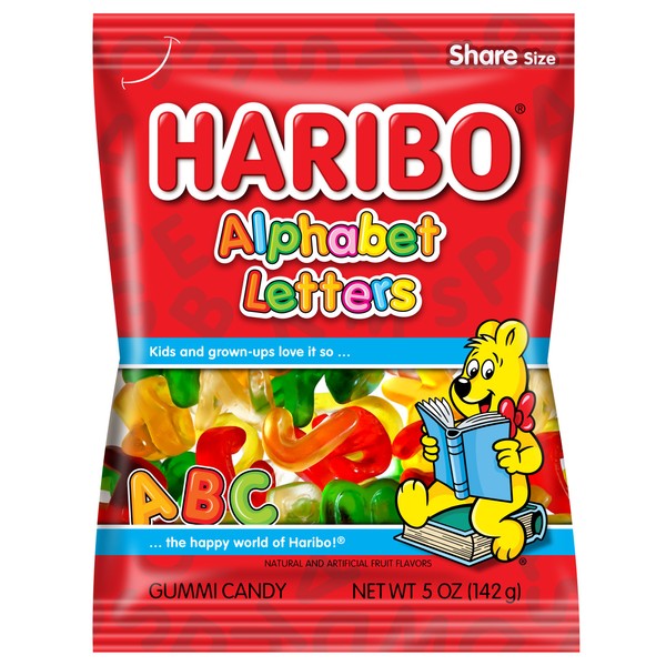 HARIBO Gummi Candy, Alphabet Letters, 5 oz. Bag (Pack of 12)