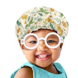 Snilety Boys Girls Sleep Cap Dinosaur Egg Print Double Layer Satin Bonnet Head Wraps for Night Sleeping Hat Adjustable, Softy Shower Caps for Kids Toddlers