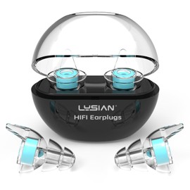 LYSIAN High-Fidelity Concert Ear Plugs – Reusable Musicians Earplugs for Noise Reduction. Perfect for Raves, Festivals, Drummer, DJs, Motorcycle. SNR 18dB 2 Pairs (L+S)–Clear Sound, Comfortable Fit.